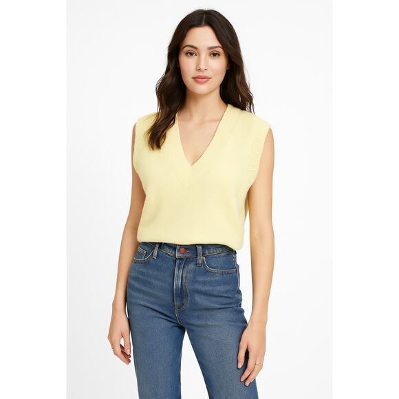 Abercrombie & Fitch Women's V-Neck Sweater Vest Sleeveless Pale Yellow Size M - Picture 1 of 10